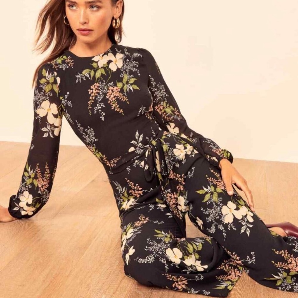 NWT Reformation Franny jumpsuit Isabella open back wide leg 10p